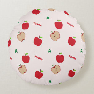 A steht für Apfel rosa Rundes Kissen