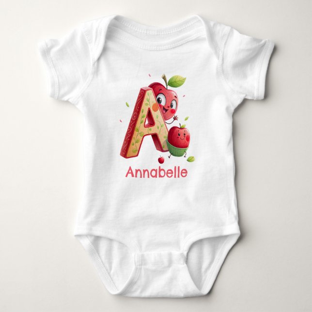 A steht für Apple Personalisieren Baby Strampler (Vorderseite)