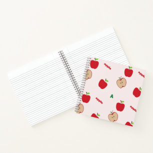 A steht für rosa Apfel Notizbuch