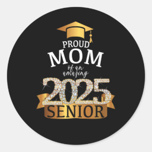 A Stolz 2025 Senior Mama I Elegant Yellow Celebrat Runder Aufkleber