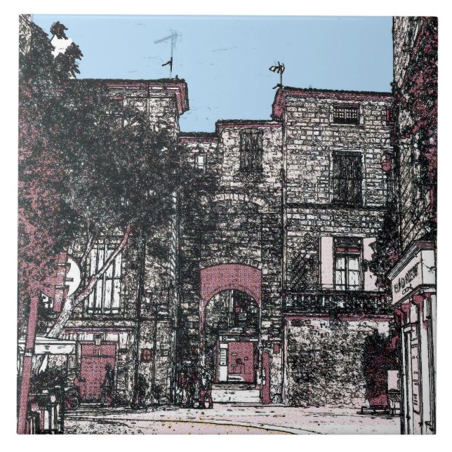 A Street in Pezenas, Frankreich Fliese (Vorderseite)