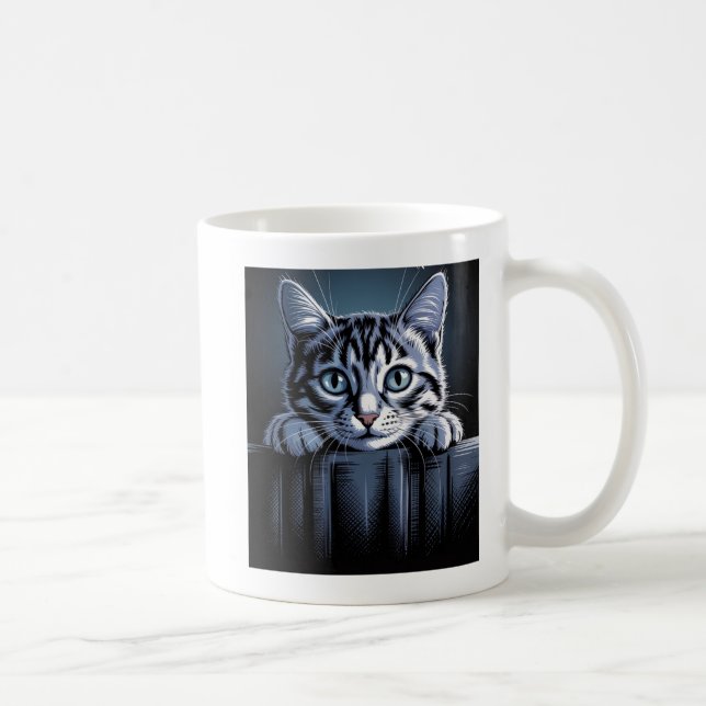 A Striking Cat Illustration – Bold Artistic Feline Kaffeetasse (Rechts)