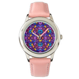 A stylish watch with a vibrant purple and floral armbanduhr