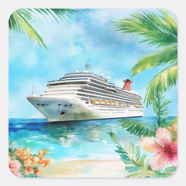 A Summer Cruise Quadratischer Aufkleber (Vorderseite)