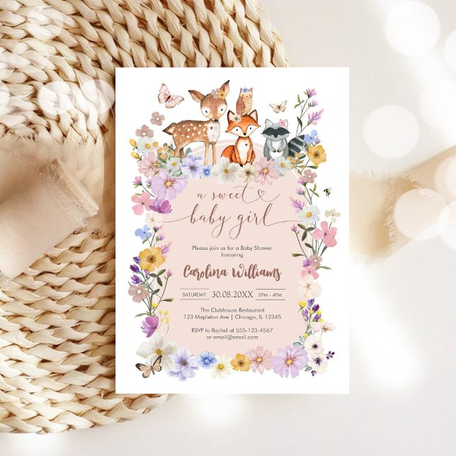 A Sweet Baby Girl Wildflower Butterfly Baby Shower Einladung (Von Creator hochgeladen)