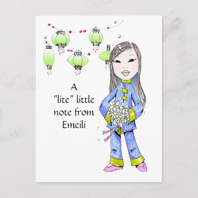 A sweet Chna Girl drawing by special request Postkarte (Vorderseite)