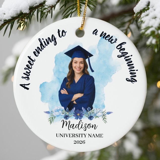 A Sweet Ending to a New Beginning Graduation Gift Keramik Ornament (Von Creator hochgeladen)