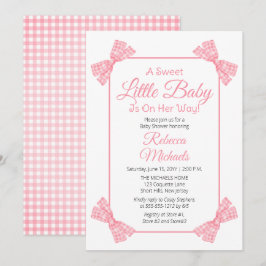 A Sweet Little Baby Pink Bows Girl Baby Shower Einladung