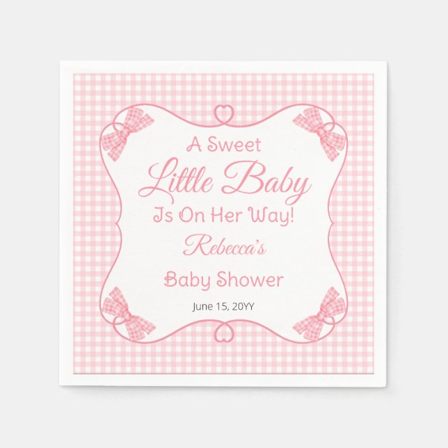 A Sweet Little Baby Pink Bows Girl Baby Shower Serviette (Vorderseite)