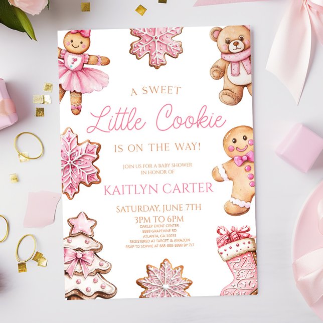 A Sweet Little Cookie Pink Gingerbread Baby Shower Einladung (Von Creator hochgeladen)