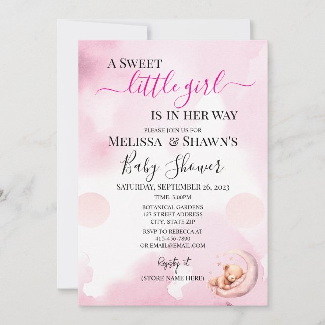 A Sweet Little Girl Baby Shower Invitation Einladung (Vorderseite)