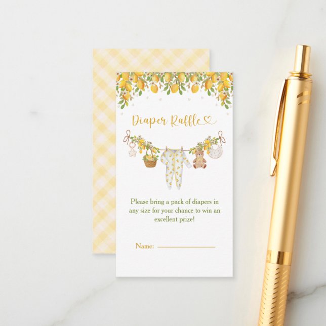 A Sweet Little One Lemon Citrus Baby Shower Begleitkarte (Vorderseite/Rückseite Beispiel)