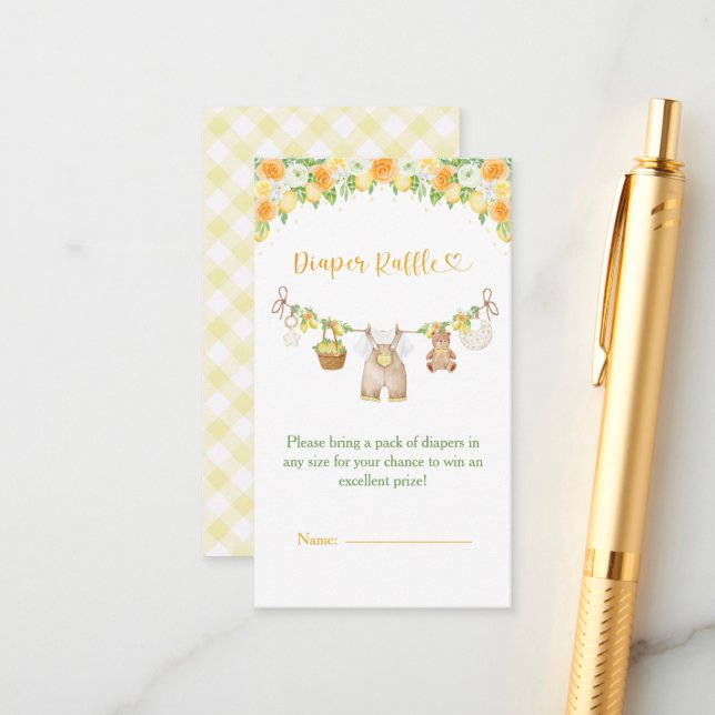 A Sweet Little One Lemon Citrus Floral Baby Shower Begleitkarte (Vorderseite/Rückseite Beispiel)