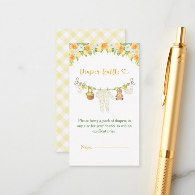 A Sweet Little One Lemon Citrus Floral Baby Shower Begleitkarte (Vorderseite/Rückseite Beispiel)