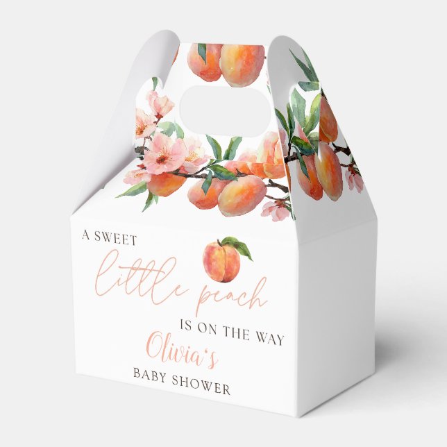 A Sweet Little Peach Baby Shower Favor Boxes Geschenkschachtel (Vorderseite)