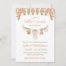 A Sweet Little Peach Clothesline Baby Shower Einladung