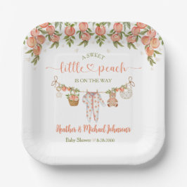 A Sweet Little Peach Clothesline Baby Shower Pappteller