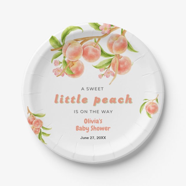 A Sweet Little Peach Fruit Baby Shower  Pappteller (Vorderseite)