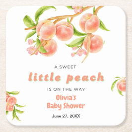 A Sweet Little Peach Fruit Baby Shower Rechteckiger Pappuntersetzer