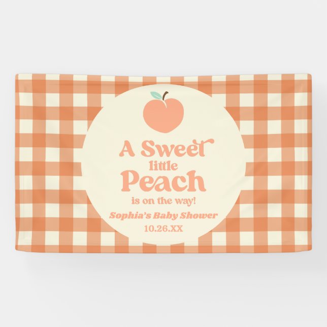 A Sweet Little Peach Fruit Pink Orange Baby Shower Banner (Horizontal)