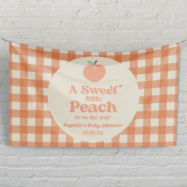 A Sweet Little Peach Fruit Pink Orange Baby Shower Banner (Von Creator hochgeladen)