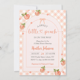 A Sweet Little Peach Gingham Baby Shower Einladung