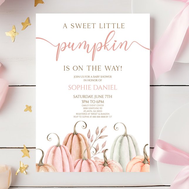 A Sweet Little Pumpkin Pink Orange Baby Shower Einladung (Von Creator hochgeladen)