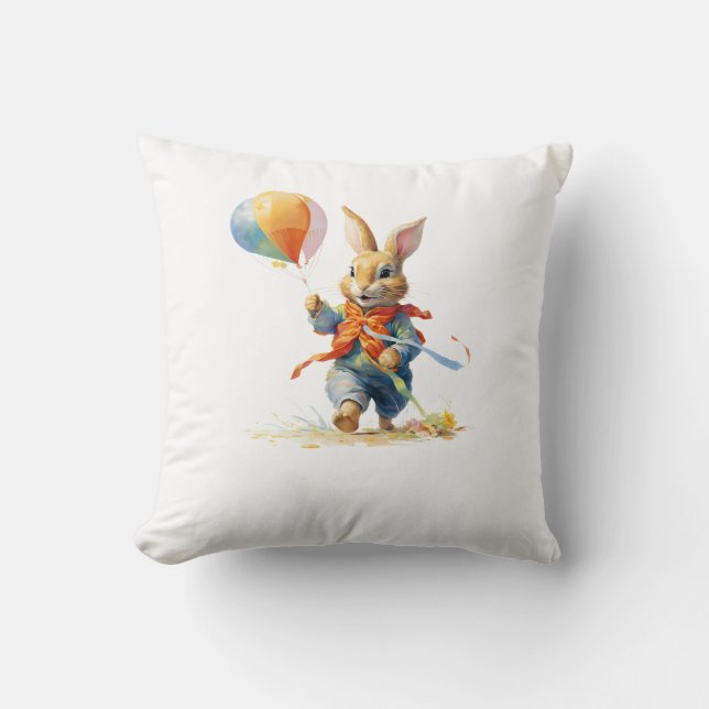 A SWEET RABBIT WITH BALLOONS Throw Pillow Kissen (Vorderseite)