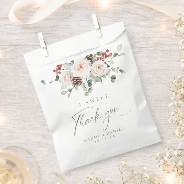 A Sweet Thank You Elegant Festive Floral Wedding Geschenktütchen (Ausgeschnitten)