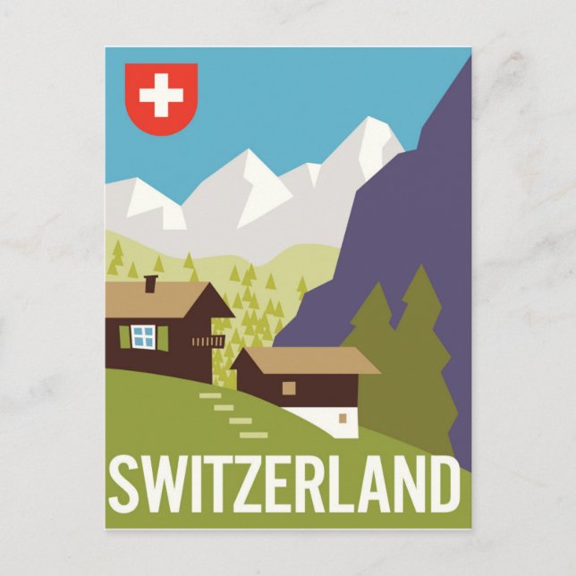 A Switzerland Reiseplakat Postkarte (Vorderseite)