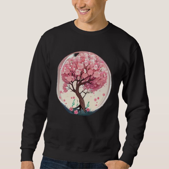 A Symbolic and Meaningful Pink Cherry Blossom Tree Sweatshirt (Vorderseite)