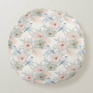 A symphony of song and petals pattern rundes kissen