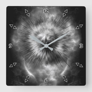 A-Synchronous Ethereal Clouds Wall Clock Quadratische Wanduhr