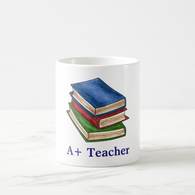 A+ Teacher Library Book Stack Teaching Bildung Tasse (Mittel)