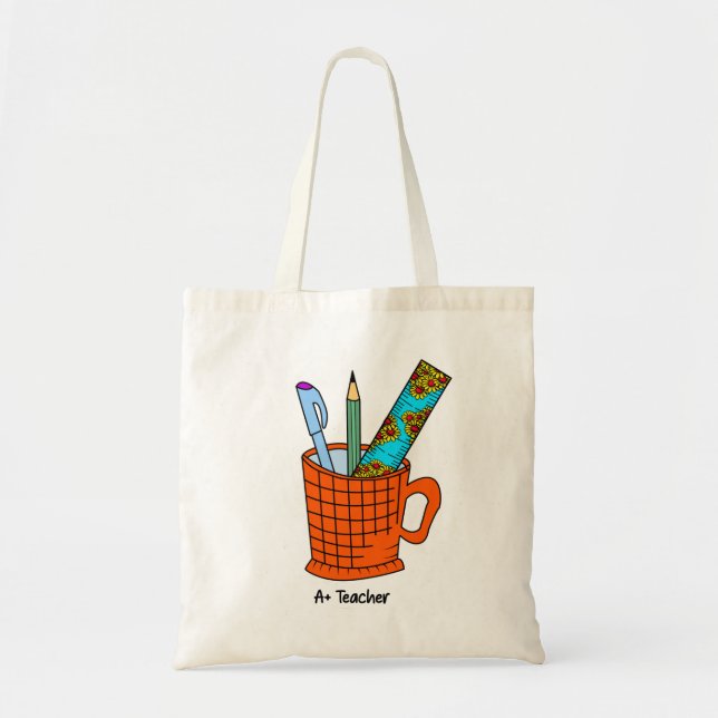 A + Teacher Tote Bag | Geschenk für Lehrer Tragetasche (Vorne)