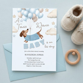 A Teenie Weenie Cute Dachshund Boy Baby Shower Einladung