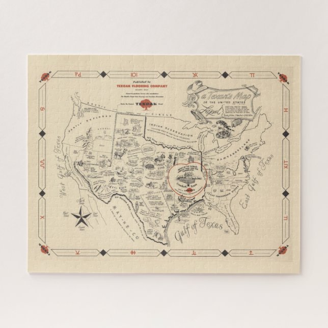 A Texan's Map of the United Staaten (of Texas) Puzzle (Horizontal)
