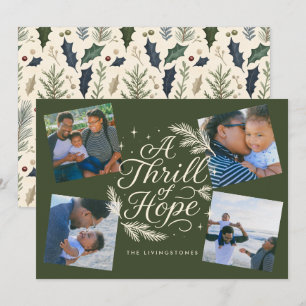 A Thrill of Hope Green Religious 4 Foto Collage Feiertagskarte