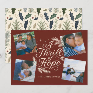 A Thrill of Hope Red Religious 4 Foto Collage Feiertagskarte