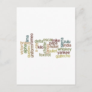 A Through Z Phonetic Alphabet Telephony (Wordle) Postkarte