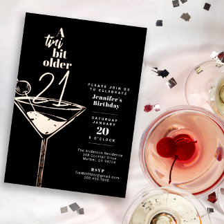 A Tini Bit Ältere 21. Geburtstag Martini Party Folieneinladung