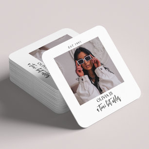 A Tini Bit Ältere Martini Themed Foto Gastgeschenk Rechteckiger Pappuntersetzer