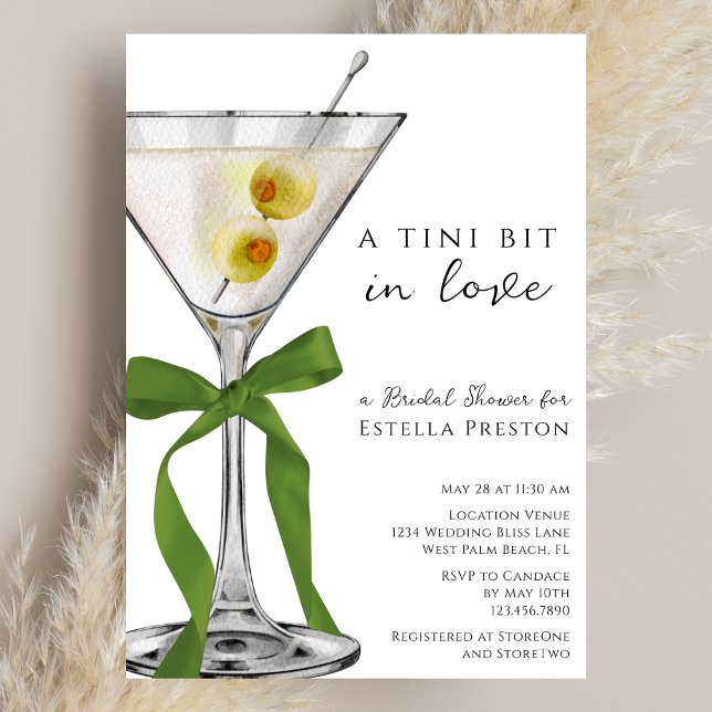 A Tini Bit Green Bow Dirty Martini Brautparty Einladung (Von Creator hochgeladen)
