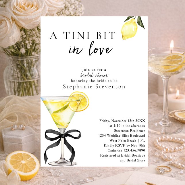 A Tini Bit In Love Lemon Martini Bridal Shower Einladung (Von Creator hochgeladen)