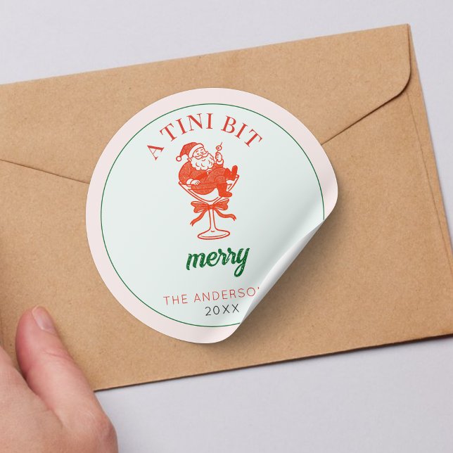 A Tini Bit Merry Christmas Santa Claus Runder Aufkleber (Von Creator hochgeladen)