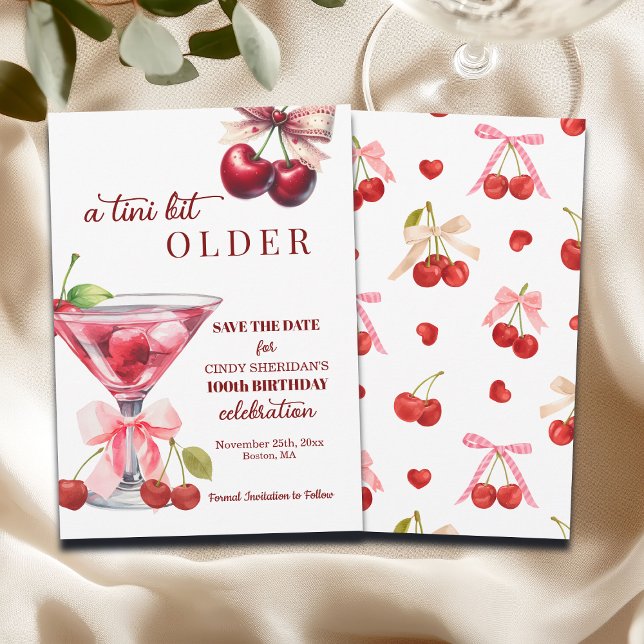 A Tini Bit Older Cherry Martini 100th Birthday Save The Date (Von Creator hochgeladen)