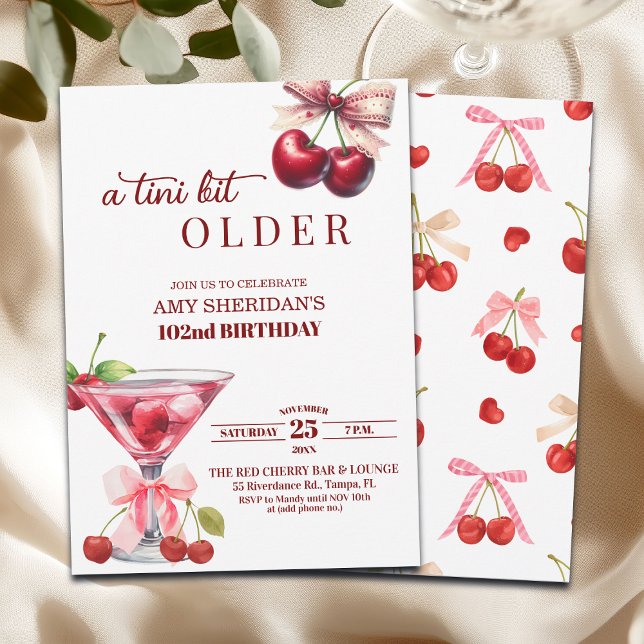A Tini Bit Older Cherry Martini 102nd Birthday Einladung (Von Creator hochgeladen)