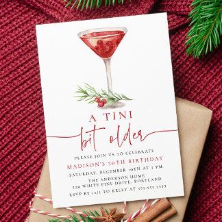 A Tini Bit Older Cranberry Martini Geburtstagspart Einladung