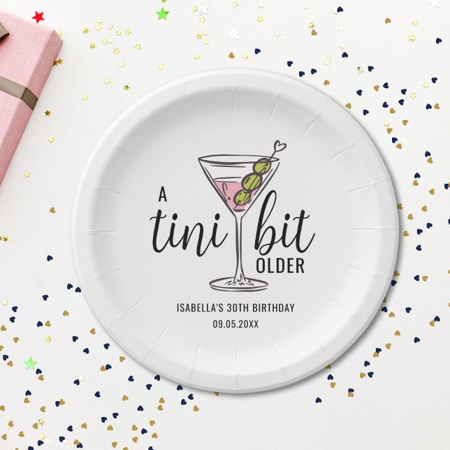 A Tini Bit Older Cute Pink Martini Themed Birthday Pappteller (Von Creator hochgeladen)