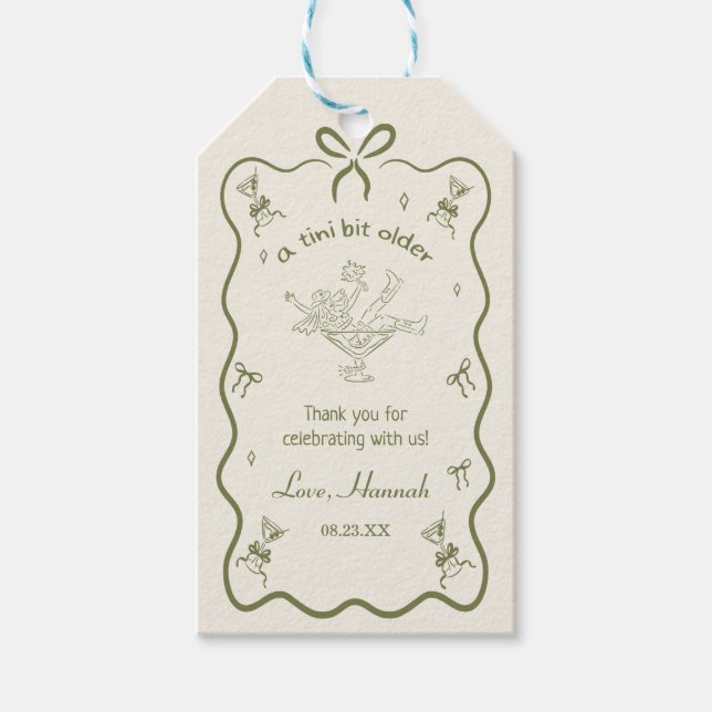 A Tini Bit Older Espresso Martini Birthday Thanks Geschenkanhänger (Vorderseite)